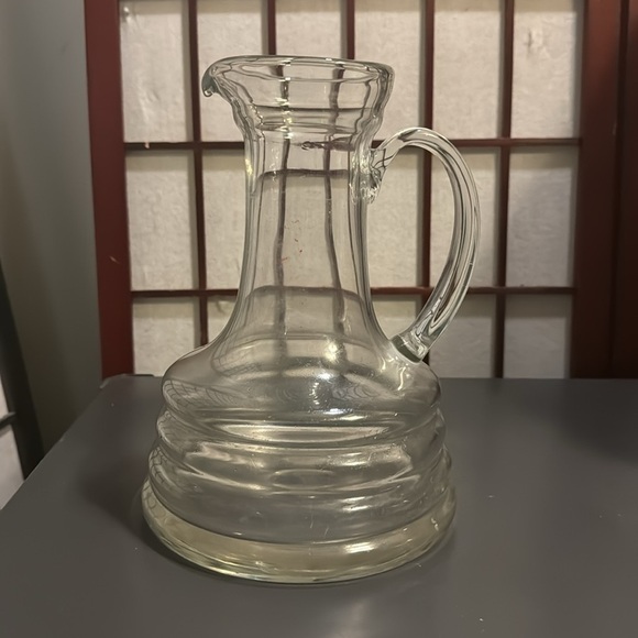 Mid Century Modern Clear Spiral Hand Blown Art Glass Water Pitcher 9” - Picture 5 of 15